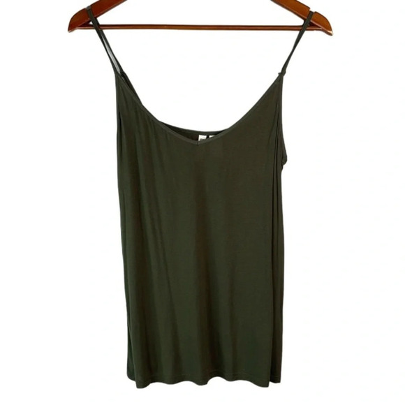 H&M Y2K Vibe Forest Green Camisole Top Tank Adjustable Spaghetti Straps Size L - Picture 2 of 10